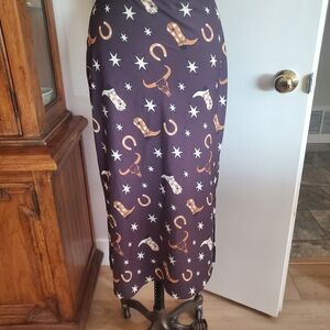 Western-Themed Brown Maxi Skirt